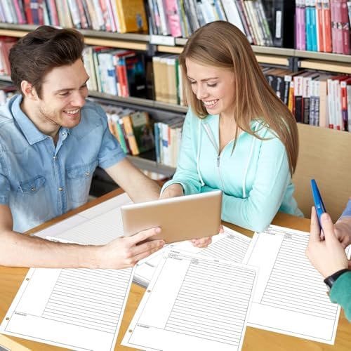 gisgfim 200 Sheets Cornell Notes Loose Leaf Paper Notebook Taking System Filler Paper 8.5×11 Inch 3 Hole Punch Cornell-Style Notes Pages Note Taking Supplies for School Office Business Home 80gsm