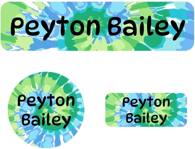 Name Bubbles - Kids Custom Name Labels for Daycare, School, Camp (102 Labels) - Personalized Waterproof Name Stickers for Clothes Tags, Lunch Boxes, Water Bottles, & School Supplies (Tie-dye Art)