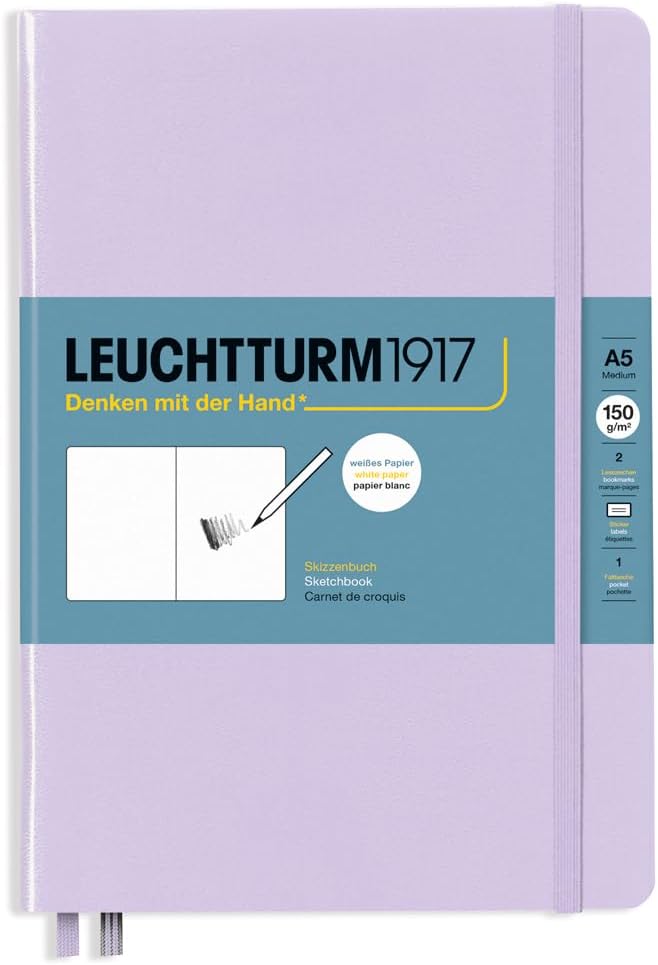 Leuchtturm1917 - Medium A5 Hardcover Sketchbook (Lilac) - 112 Pages of 150g/m² Paper