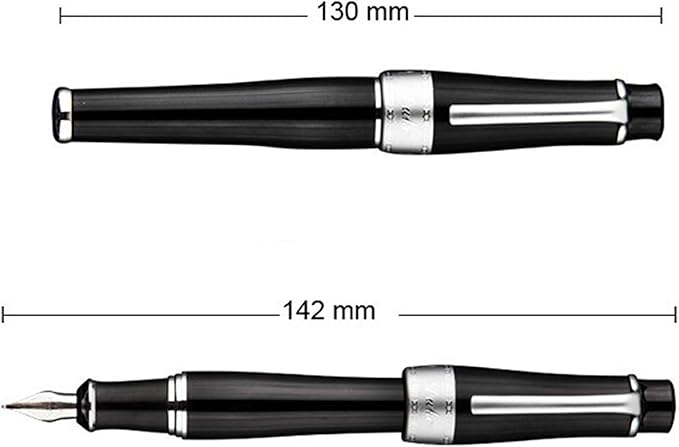 Asvine Duke Charlie Chaplin Fountain Pen Fine Nib, Unique Design Collection Black Heavy Pen with Pouch