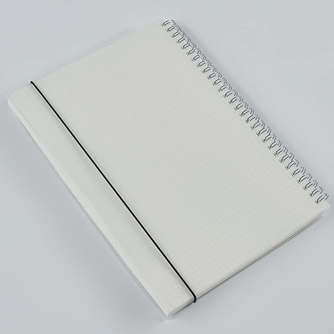 2 Pack B5 Graph Paper Spiral Notebook with 120gsm Thick Paper, Square Grid Quad Ruled Spiral Notebook with Plastic Hardcover and Elastic Band Closure, 80 Sheets Per Pack 7.3x 10 inches