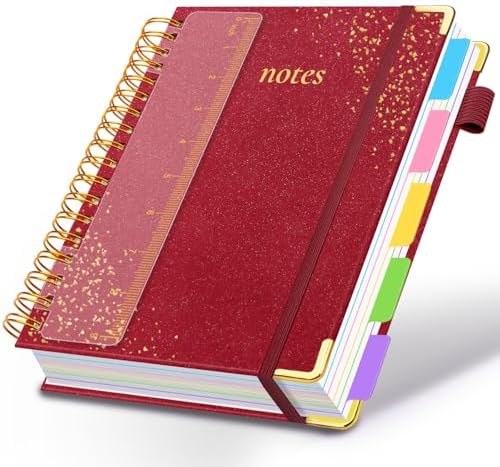 Hardcover Spiral Notebook with Tabs & Dividers, 8"x10" 5 Subject