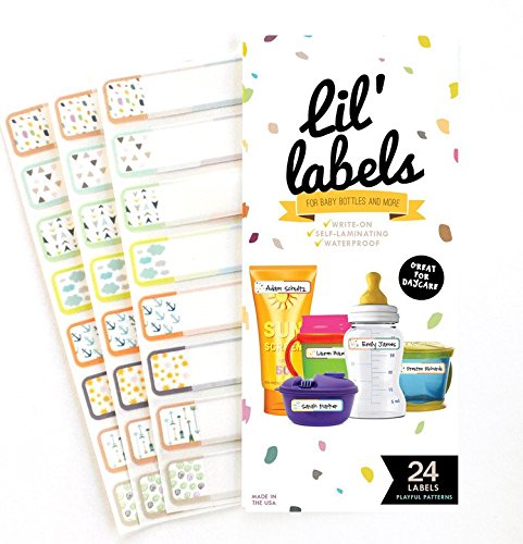 Bottle and Food Labels, Write-On, Freezer Safe, Self-Laminating, Waterproof Kids Name Labels for Baby Bottles, Sippy Cup for Daycare School, Dishwasher Safe (Playful Patterns)