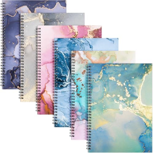 Fuutreo 6 Pack Spiral Notebook 10.5x7.45 Notebook,Marble,Opulent