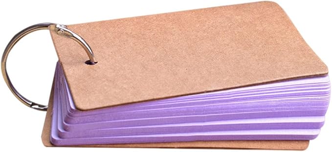 Revision Study Cards, Mini Index Cards, Blank Flash Cards with Binder Ring, Memo Scratch Pads Bookmark DIY Greeting Card, 9cm x 5.5cm, 50 Sheets/Pack - Purple