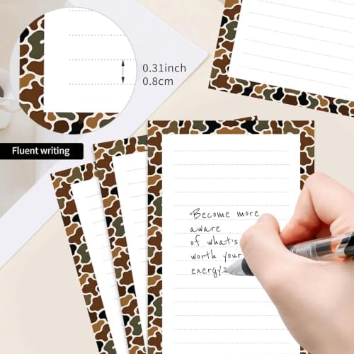 2 Pack Lined Sticky Notes 4x6 in, Cute Self-Stick Notepads with Lines, Large Memo Pads Strong Adhesive for Office, Home Green Cute Camouflage
