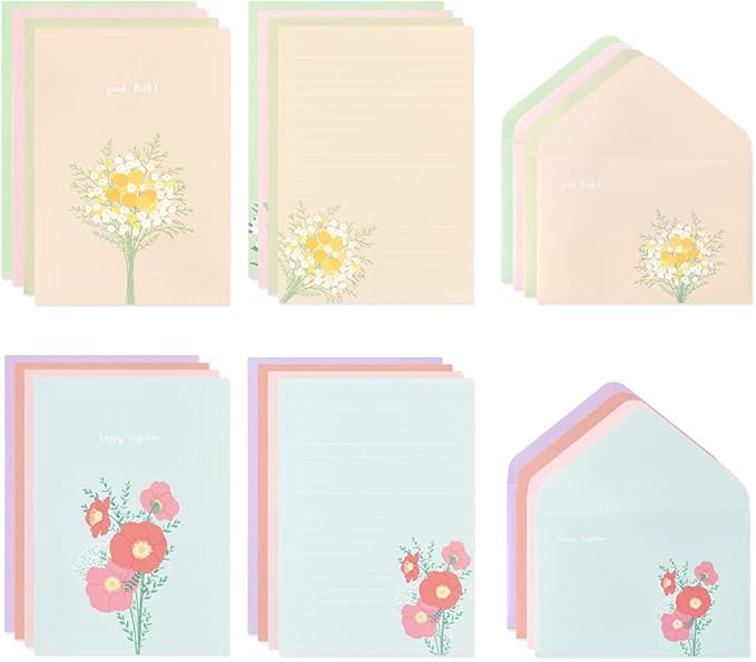 Monolike Flower for you ver.2 Letter Paper and Envelopes Set - 8Type, 32 Letter Paper + 16 Envelopes