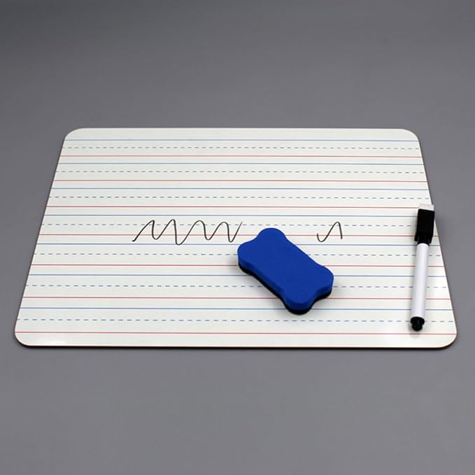 2pcs Small Dry Erase Board 9x12 Inch Double-Sided Writing Whiteboard with Four-line Three-Grid Template for Classroom Teaching and Office Messaging