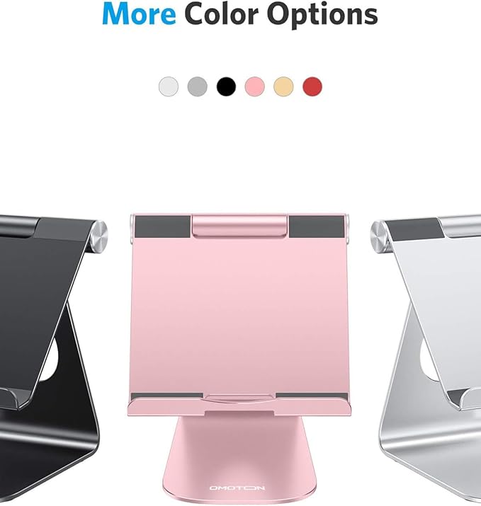 OMOTON Tablet Stand Holder Adjustable, T1 Desktop Aluminum Tablet Dock Cradle Compatible with iPad Air/Mini, iPad 10.2/9.7, iPad Pro 11/12.9, Samsung Tab and More, Rose Gold