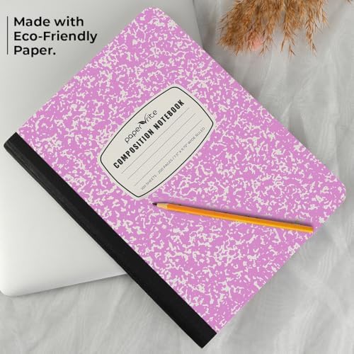 Paper Rite Assorted Marble Composition Notebook Wide Ruled (9.75x7.5 in), 100 Sheets | 200 Pages | For School, Office, Students, Teachers (4, Pink)
