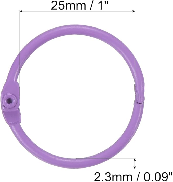 PATIKIL Loose Leaf Binder Rings 1 Inch, 5 Pack Metal Flash Card Book Binding Rings for Key Chain Index Card Scrapbooks, Purple