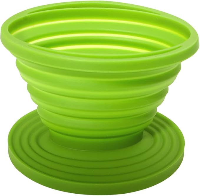 Collapsible Coffee Filter Rubber Coffee Maker Reusable Coffee Dripper For Hiking, Camping, Home, Office (Green)