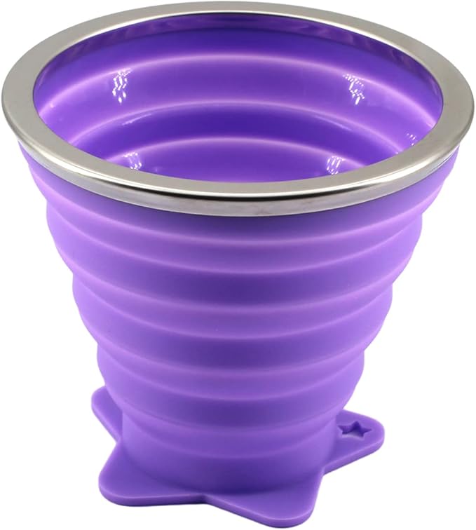 2 Pack Ultra Thin Portable Silicone Cups Space Saving Collapsible Travel Water Cup Reusable Cups for Camping Hiking Picnic Outdoor Activities Purple