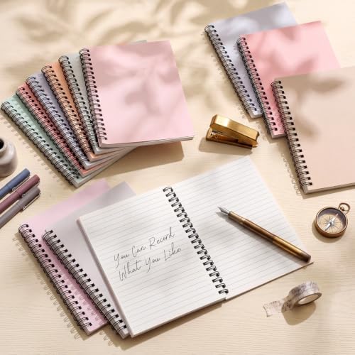 Fuutreo 12 Pcs Spiral Notebook for Work A5 5 x 7 Inch College Ruled Spiral Journal Notebook Kraft Cover Ruled Paper, 12 Color, 60 Sheets, 120 Pages for Office School(Macaron Color, Classic)