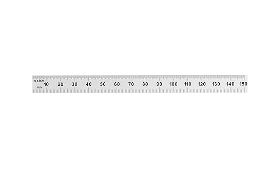 PEC Tools Metal Ruler, 6"/150mm Machinist Rule with Satin Chrome Finish, Decimal/Metric Graduation (1/10", 1/100", 1mm, 0.5mm), Flexible High-Quality Steel Ruler, Trusted by Professionals, Made in USA