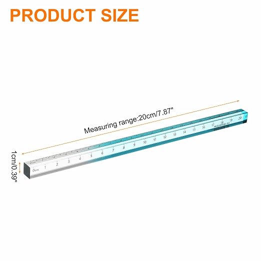 HARFINGTON Acrylic Clear Straight Rulers 20cm Metric Transparent Gradient Three-Dimensional Plastic Ruler Square Cube Measuring Tool for Classroom Office, Sky Blue