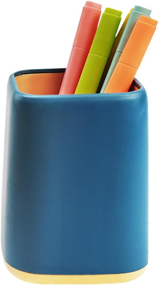 ZUFECY Desk Pen Holder, Desktop Organizer Storage Case Stationery Scandinavian Design for School, Home, Office (Blue)