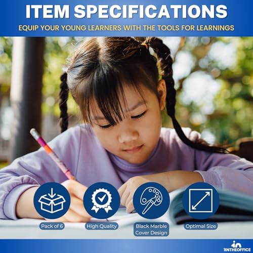 1InTheOffice Primary Composition Notebook, 7 1/2" x 9 3/4", Unruled/Primary Ruled, 100 Sheets (6 Pack)