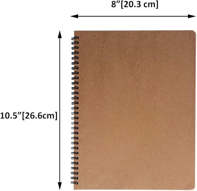 zmybcpack 3 Pack Spiral Journal Notebook Blank Sketch Notebooks for Travelers, College Students, Subject Notebooks Planner - 8 x 10.5 inch, 60 Unlined Perforated Sheets/120 Pages
