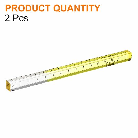HARFINGTON 2pcs Acrylic Clear Straight Rulers 15cm Metric Transparent Gradient Three-Dimensional Plastic Ruler Square Cube Measuring Tool for Classroom Office, Yellow