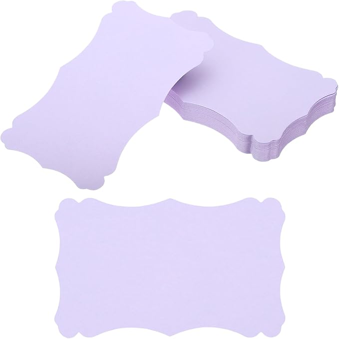 PATIKIL 3"x5" Blank Paper Business Cards, 50 Pack Small Index Flash Cards Words Message Note Card Mini Paper Tags Lace for DIY Gift, Light Purple