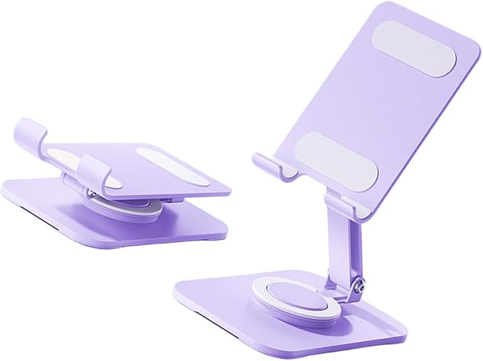 Carbon Steel Desktop Phone Stand Foldable Adjustable with Rotating Base for Video Calls Phone Tablet Portable Foldable Adjustable Desktop Rotating Desk Video Calling Online Learning Movie Hands