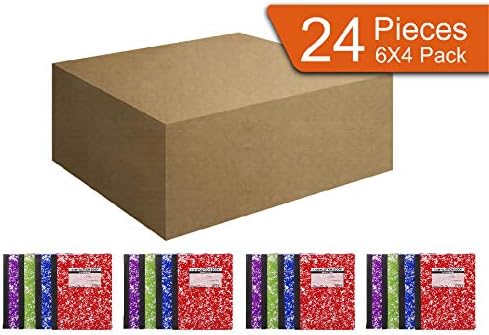 Mintra Office Composition Books (Assorted Marble Comp - College Ruled, 24 Units (6-4pks))