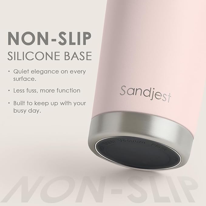 SANDJEST Stainless Steel Tumbler 20 oz, Double Wall Vacuum Insulated Mug with Lid, Travel Coffee Cup for Women Girls Friends Sisters, Birthday Christmas (Pale Pink)