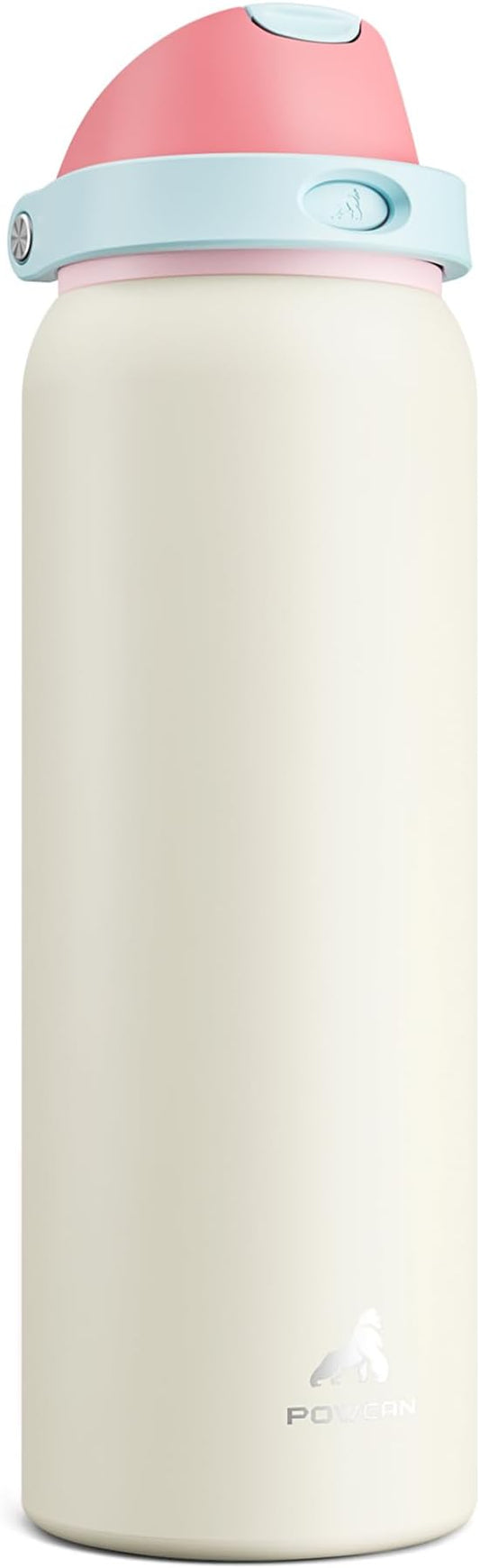 POWCAN 40 oz Large Water Bottle with Handle for Sports: Quick Open Straw and Spout Lid, Leakproof, Carry Handle, Vacuum Insulated Flask with straw for Hiking, Outdoors, Workout, Travel (Breezy Sunday)