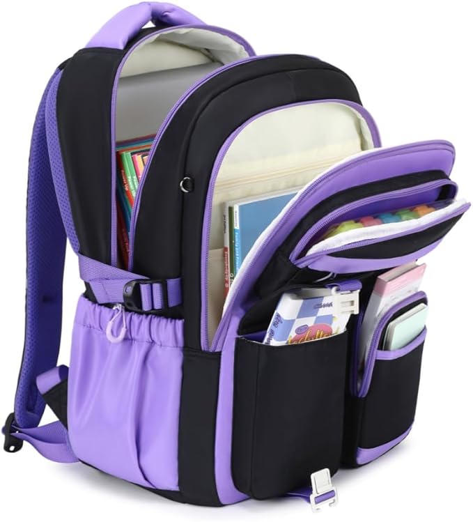 MUSEVOS Kids Teenage Girls Backpack, Elementary/Middle/High Schoolbag, Multi-Compartment Water-resistant Cute Bookbag, 17inch