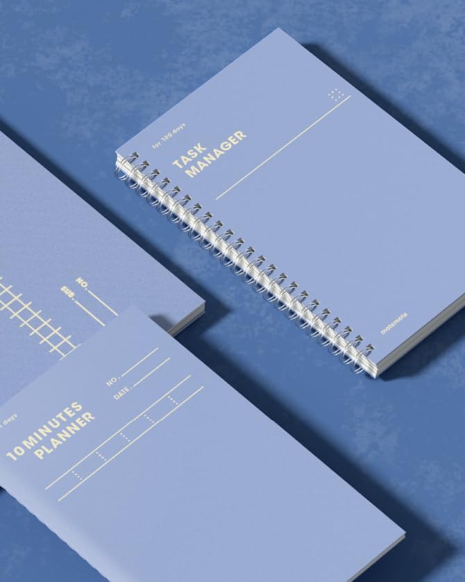 motemote 10-Minute Planner 31 DAYS – Undated Daily Planner with Time Blocking, Goal Setting & Reflection – Boost Productivity & Build Better Habits in Just 10 Minutes a Day, Lightweight & Portable, Study Plan, Color Chip Edition (Ace Blue)