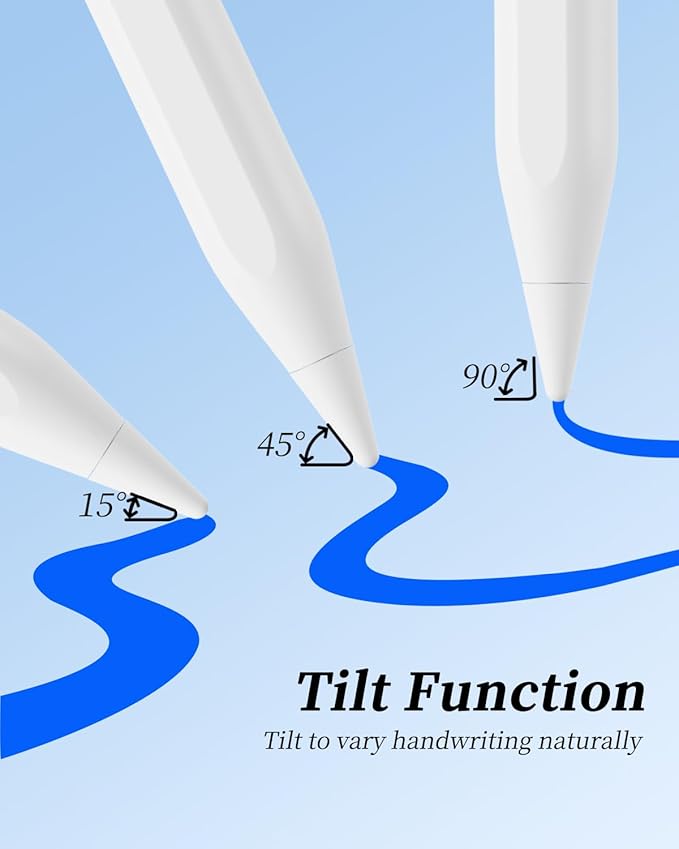 Stylus Pen for Apple iPad A16/11/10/9/8/7/6th Generation, Pro 13/12.9/11 inch M4, Air 3/4/5/M2/M3, Mini 5/6th Gen – Pencil with Tilt Sensitivity & Palm Rejection (White)