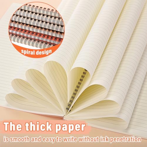 Fuutreo 6 Pack Spiral Notebook 10.5x7.45 Notebook,Orange Series,Light