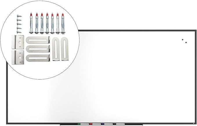 TRU RED Staples Magnetic Steel Dry Erase Board, Black Frame, 8-ft x 4-ft (TR61183)