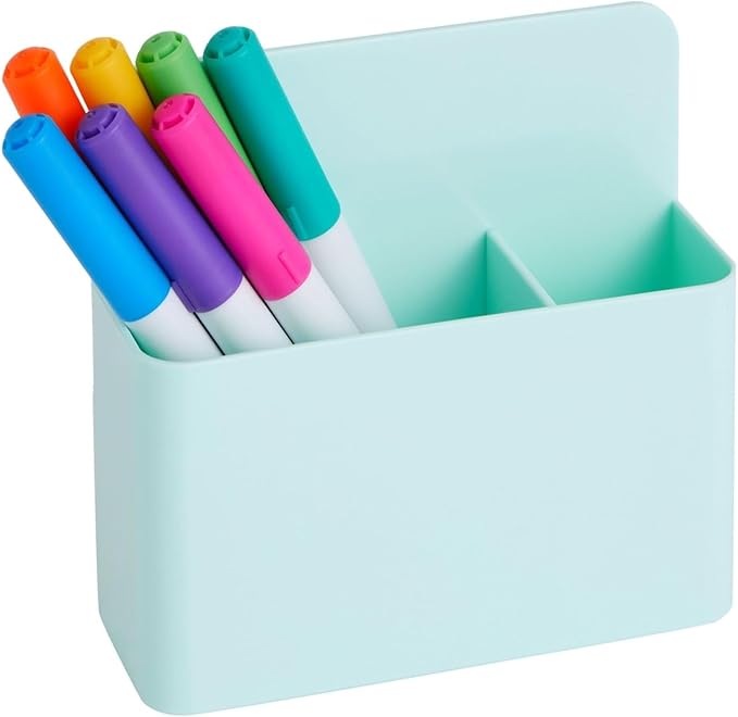 Okuna Outpost Locker Accessories Magnetic Dry Erase Marker & Pencil Holder - 5 x 5 x 2 in, Pastel Mint, 2-Pack - Magnetic Locker Organizer for Whiteboards, Refrigerators & Office Decor