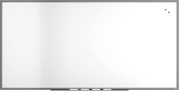 Staples TRU RED Magnetic Porcelain Dry Erase Board, Gunmetal Frame, 8-ft x 4-ft (TR61188)