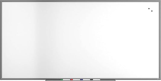 Staples TRU RED Magnetic Porcelain Dry Erase Board, Gunmetal Frame, 8-ft x 4-ft (TR61188)