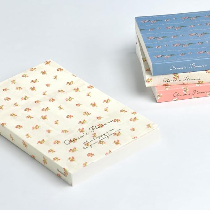 Monolike Olivia's Flowers Paperback Line Notebook - 02. Ivory_Design note, Mini note, Simple note, Notebook, 192 Pages, 4.13x6.69