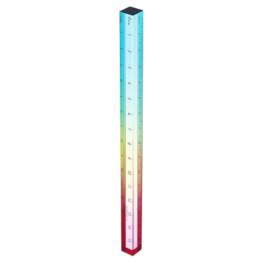 HARFINGTON Acrylic Clear Straight Rulers 15cm Metric,Colorful | Transparent Gradient Three-Dimensional Plastic Ruler Square Cube Measuring Tool for Classroom