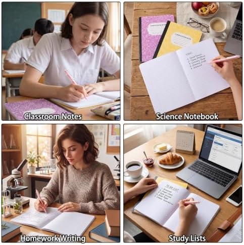 BESARME 24 Pcs Composition Notebook Bulk for School, Wide Ruled Notebooks
