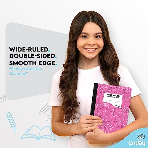 Emraw Composition Notebooks (48 Pack) Wide Ruled Paper Bulk, Hard Cover Composition Notebook, Lined Composition Books, 200 Pages (100 Sheets), Wide Ruled Notebook, (Assorted Colors)
