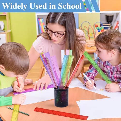 16 Pack Clear Plastic Rulers 12 inch, Ruler Bulk for Classroom and Office