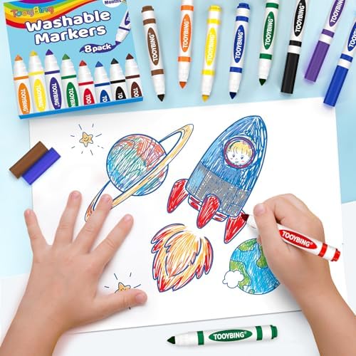 Washable Markers Bulk (48 Count, 6 Box), Broad Line Markers for Kids with Conical Tip, Assorted Colors, Drawing Essentials for School Classroom, Student Must Have for Coloring Book, Art Craft Supplies