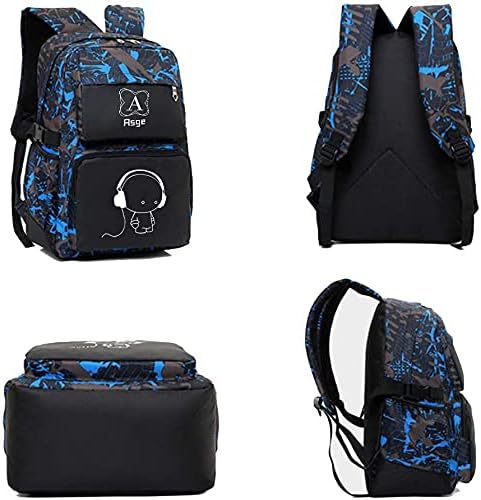 Asge Backpack for School Boys Backpacks for Kids Camo Bookbag for Middle School Bags Waterproof Travel Back Pack (Blue) | Camo Design, Middle School, Waterproof, Travel