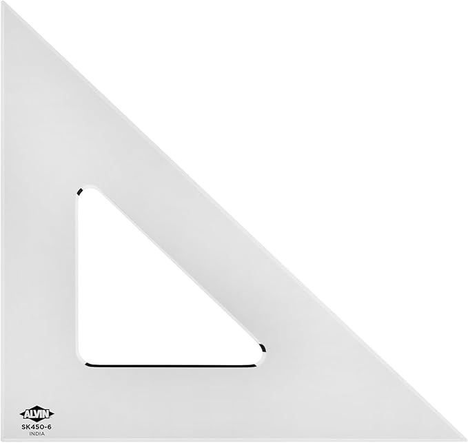 Alvin, SK450-6, 6" Smoke-Tint Triangle Ruler, Math Geometry Tool - 45/90 Degrees
