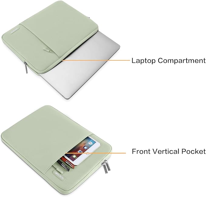 MOSISO Laptop Case 15 inch, 15 inch Laptop Sleeve Compatible with MacBook Air M5 A3448 M4 A3241 M3 A3114 M2 A2941 2026-2023, Dell XPS, Polyester Vertical Computer Sleeve Bag with Pocket, Sage Green