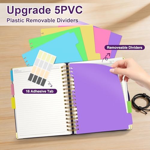 Hardcover Spiral Notebook Journal with Removable Dividers Tabs