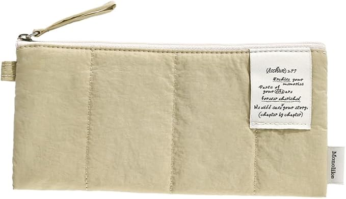 Monolike Archive247 Cushion Pencil Case, 01. Beige - Pencil Pouch, Portable Pencil Bag, Pencil Case, Office Pouch case, Cushion, Soft, Vintage