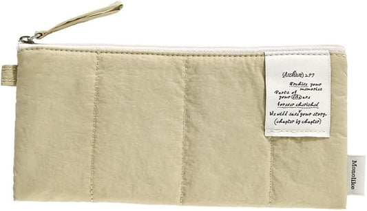 Monolike Archive247 Cushion Pencil Case, 01. Beige - Pencil Pouch, Portable Pencil Bag, Pencil Case, Office Pouch case, Cushion, Soft, Vintage