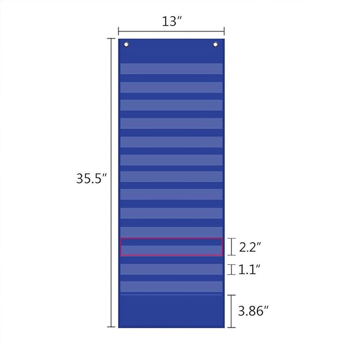 Scheduling Pocket Chart, 13+1 Pockert, Daily Class Schedule Pocket Chart with 18 Dry-Eraser Cards, Ideal for Classroom Office School Home Used, Over-door Mount (Blue)